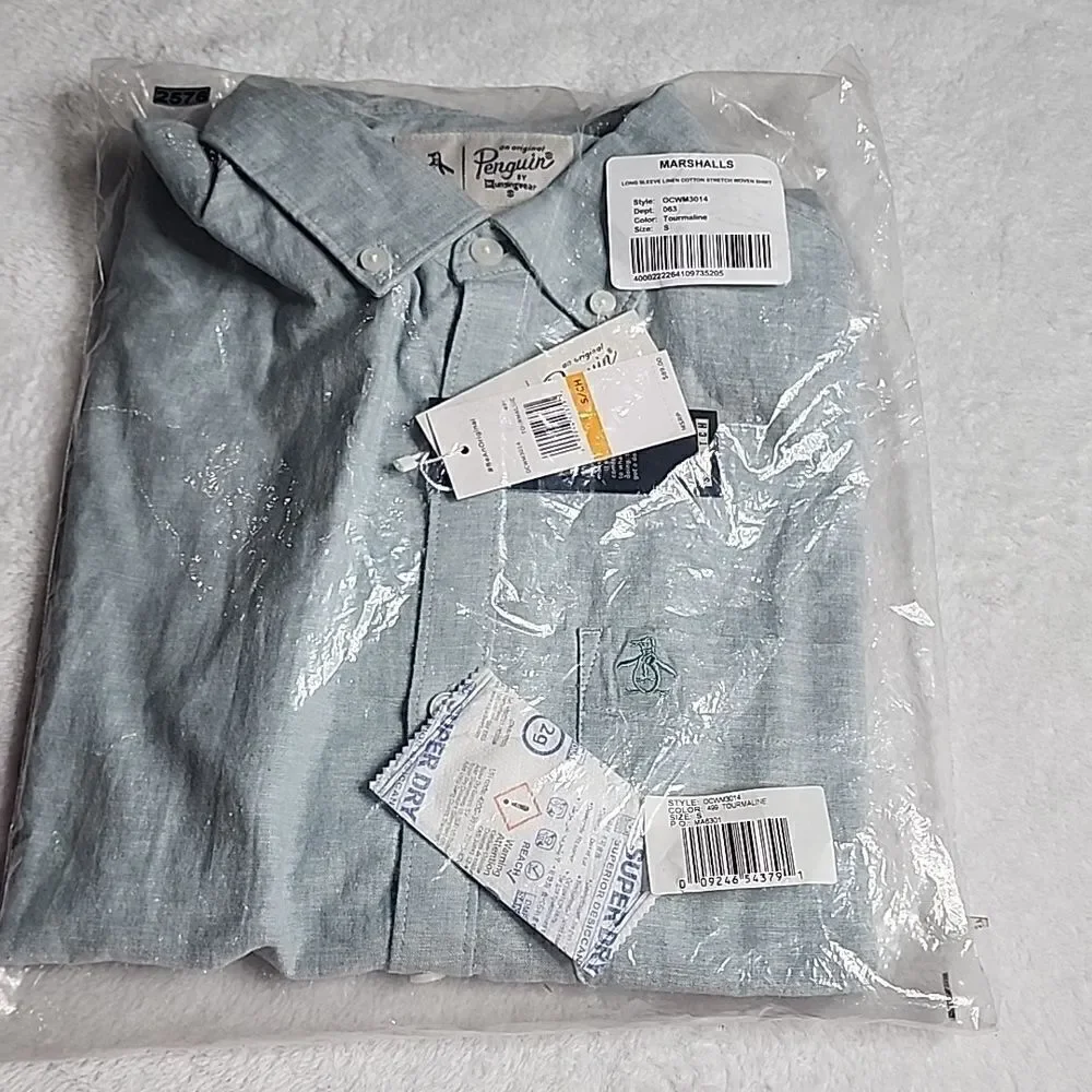 2576 NWT PENGUIN LINEN BLEND SHIRT SIZE SMALL Color Tourmaline